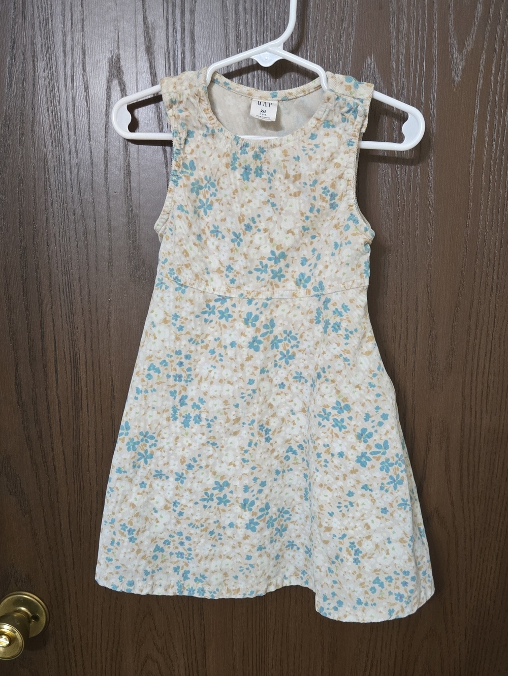 GAP Girls Floral Sleeveless Dress in Cream and Blue